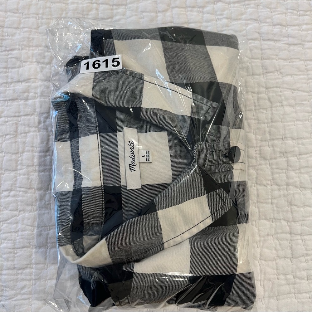 Madewell Shirt Jacket Womens Large Black White Buffalo Check Oversized Classic - Picture 12 of 12